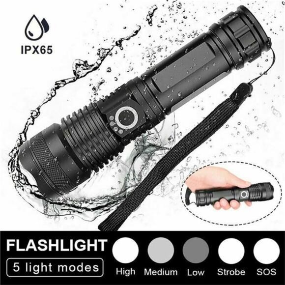 100000 High Lumens Flashlights,Usb Rechargeable Powerful Waterproof Super - Picture 5 of 7